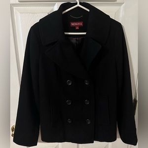 Merona Wool Blend Black Pea Coat Jacket Size Medium